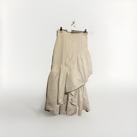 Mark D Sikes MDS | Women’s Ruffle High-Low Maxi Skirt Size‎ 2 White - Picture 1 of 11
